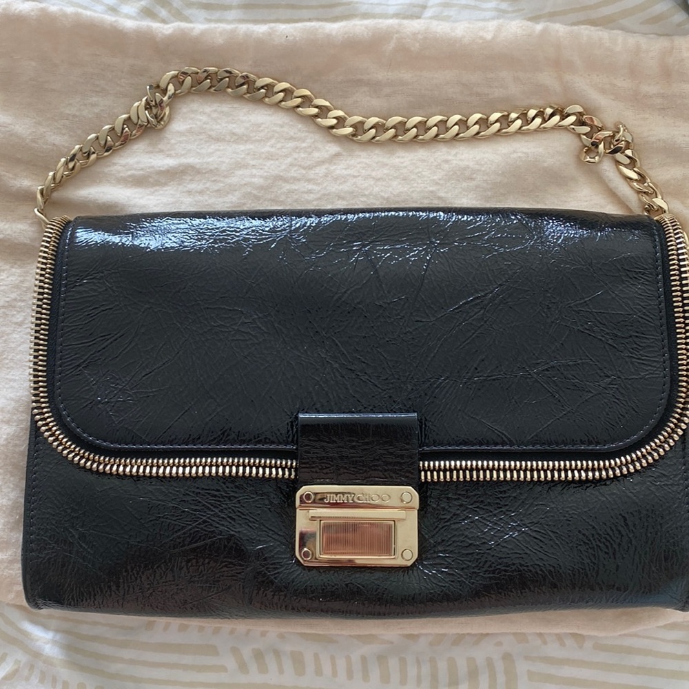 Jimmy Choo crushed patent handbag